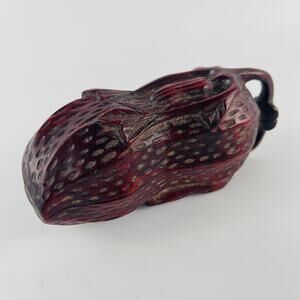 Vintage Chinese Peanut Treasure Trinket Box 4 3/4 x 1 7/8 x 2”